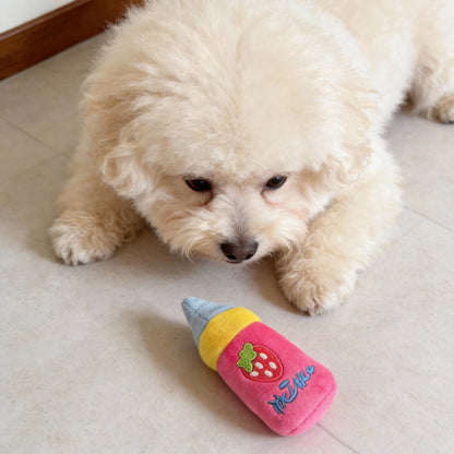 Kuscheltiere für Hunde, Milchflaschen Design mit Quietscher, Zarter Plüsch, Weich & bequem, zwei Farben