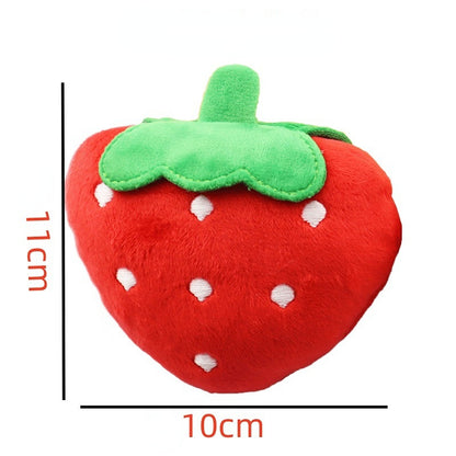 Kuscheltier für den Hund, Hundespielzeug Quietschen in Flache Erdbeerform, Weich & Zahnpflege für Hunde, Zwei Farben