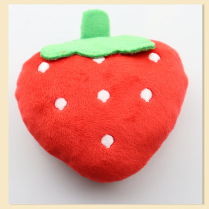 Kuscheltier für den Hund, Hundespielzeug Quietschen in Flache Erdbeerform, Weich & Zahnpflege für Hunde, Zwei Farben