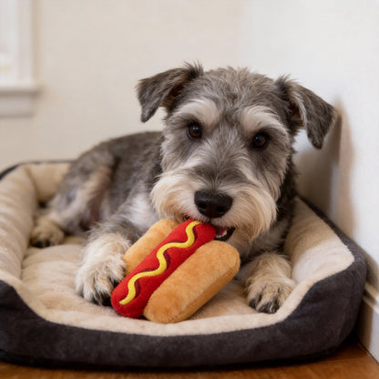 Kuscheltier für den Hund, langlebiges Hotdog Spielzeug, interaktives Hundespielzeug mit quietschen, Geeignet für alle Hunde