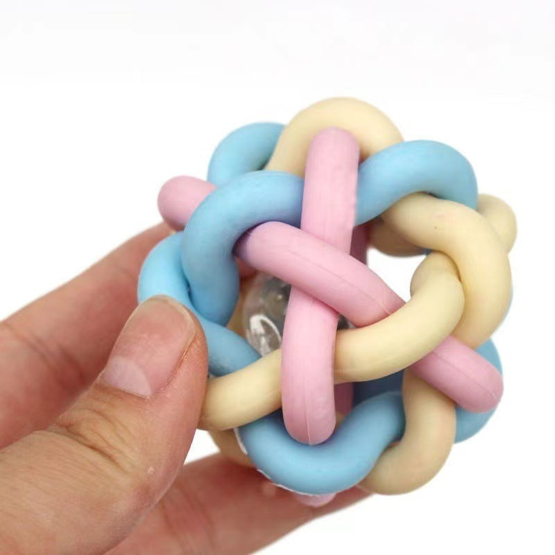 Hund Spielzeug, Leuchtender Hundeball in Macaron-Farben, 6 cm, Gummigeflochtener Ball für Kleine und Mittlere Hunde