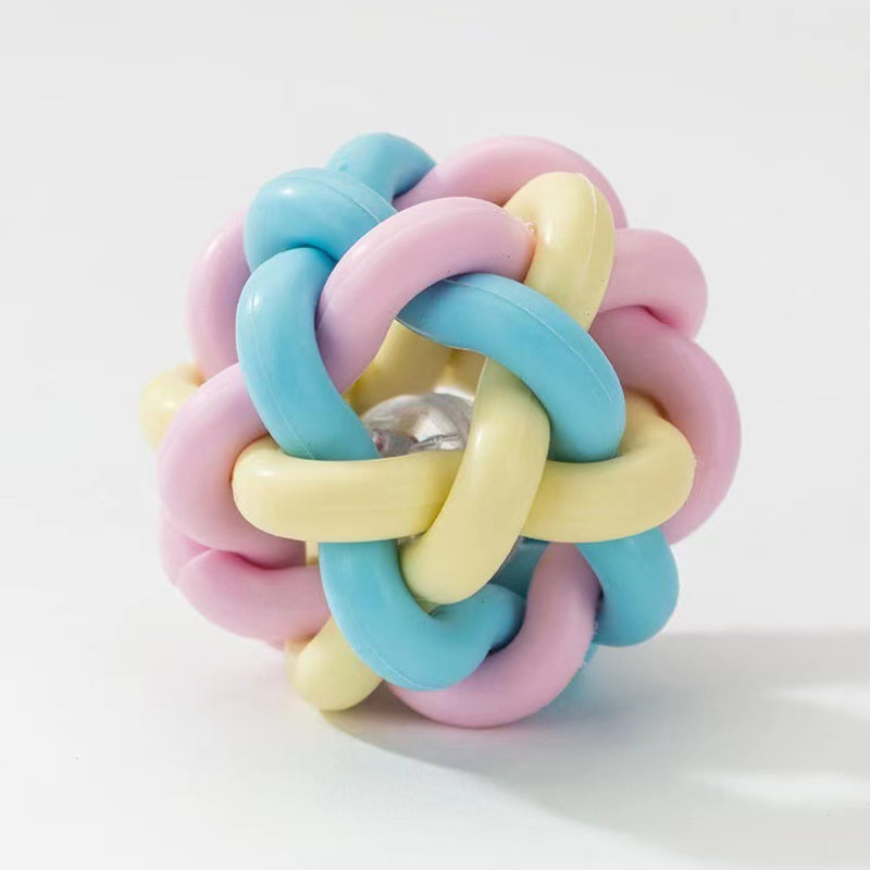 Hund Spielzeug, Leuchtender Hundeball in Macaron-Farben, 6 cm, Gummigeflochtener Ball für Kleine und Mittlere Hunde