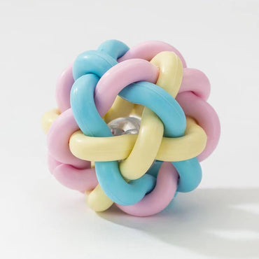 Hund Spielzeug, Leuchtender Hundeball in Macaron-Farben, 6 cm, Gummigeflochtener Ball für Kleine und Mittlere Hunde