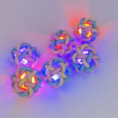 Hund Spielzeug, Leuchtender Hundeball in Macaron-Farben, 6 cm, Gummigeflochtener Ball für Kleine und Mittlere Hunde