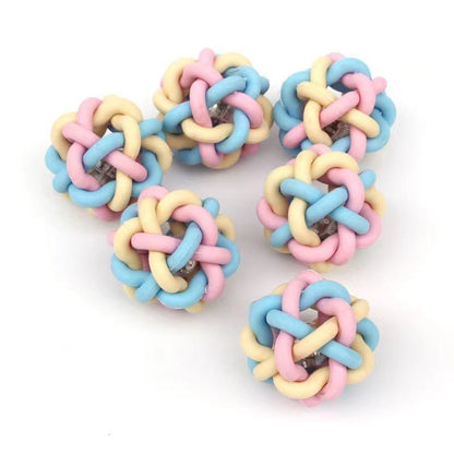 Hund Spielzeug, Leuchtender Hundeball in Macaron-Farben, 6 cm, Gummigeflochtener Ball für Kleine und Mittlere Hunde