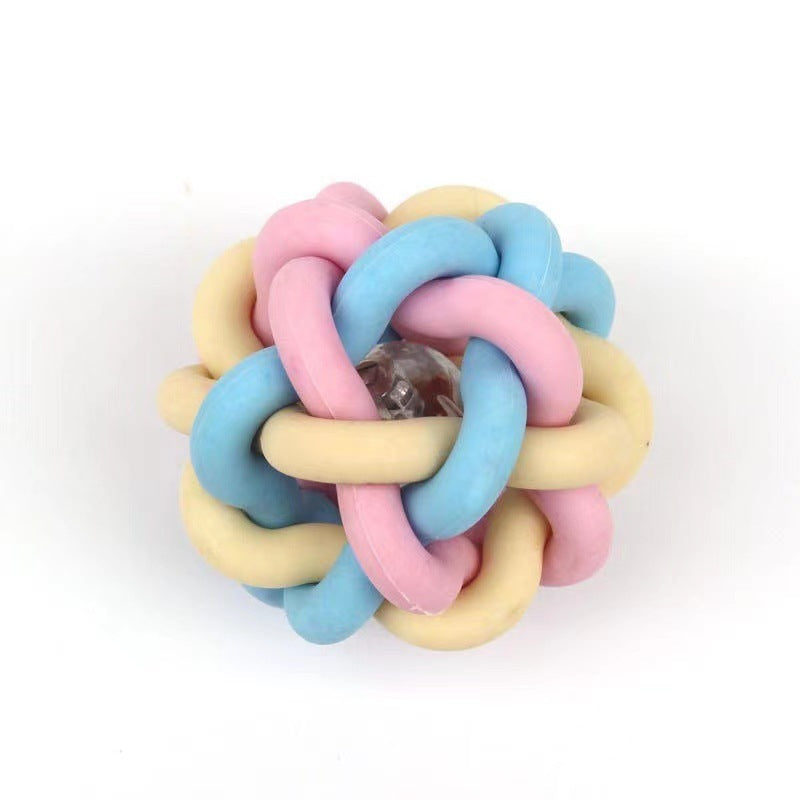 Hund Spielzeug, Leuchtender Hundeball in Macaron-Farben, 6 cm, Gummigeflochtener Ball für Kleine und Mittlere Hunde