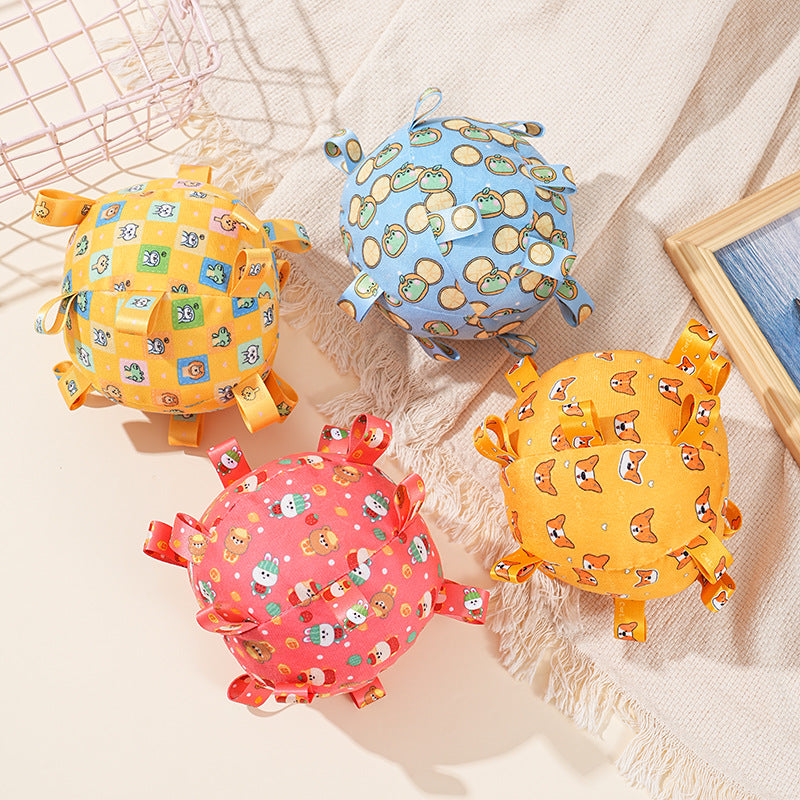 Hundespielzeug ball Plüschtiere, Klingelton und vier Farben, Reichhaltige Muster, 15 cm Kugel Leicht und tragbar (1 Stück)