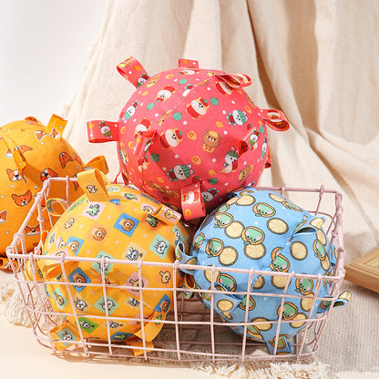 Hundespielzeug ball Plüschtiere, Klingelton und vier Farben, Reichhaltige Muster, 15 cm Kugel Leicht und tragbar (1 Stück)