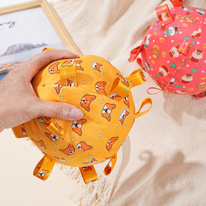 Hundespielzeug ball Plüschtiere, Klingelton und vier Farben, Reichhaltige Muster, 15 cm Kugel Leicht und tragbar (1 Stück)