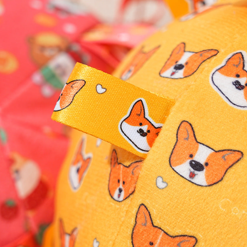 Hundespielzeug ball Plüschtiere, Klingelton und vier Farben, Reichhaltige Muster, 15 cm Kugel Leicht und tragbar (1 Stück)