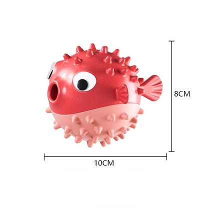 Futterball Hund, Hund Lernspielzeug, das Futter ausläuft, langlebiges, niedliches Kugelfisch-Design, Spielen beim Essen (1 Stück)