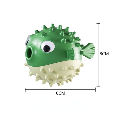 Futterball Hund, Hund Lernspielzeug, das Futter ausläuft, langlebiges, niedliches Kugelfisch-Design, Spielen beim Essen (1 Stück)