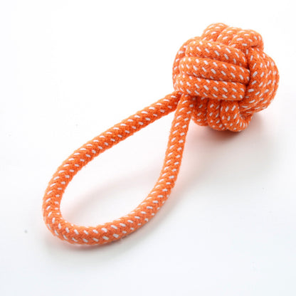 Hundespielzeug Ball mit Schnur für Hunde, Interaktiver Kauspielball aus Baumwollseil, fördert Bewegung und Spaß (1 Stück)