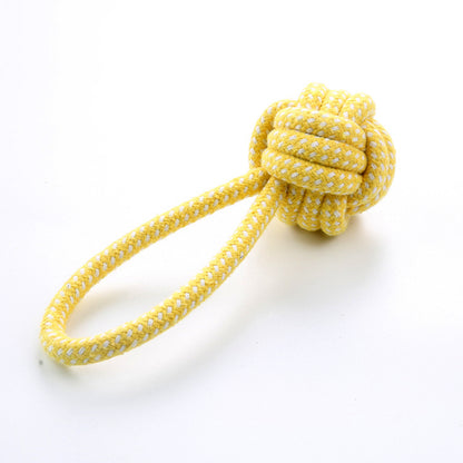 Hundespielzeug Ball mit Schnur für Hunde, Interaktiver Kauspielball aus Baumwollseil, fördert Bewegung und Spaß (1 Stück)