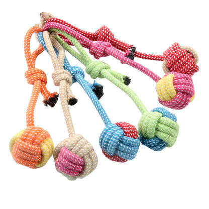 Hunde Ball Spielzeug mit Seil, Buntes und handliches Hundespielzeug für draußen zum Trainieren und Spielen (1 Stück)