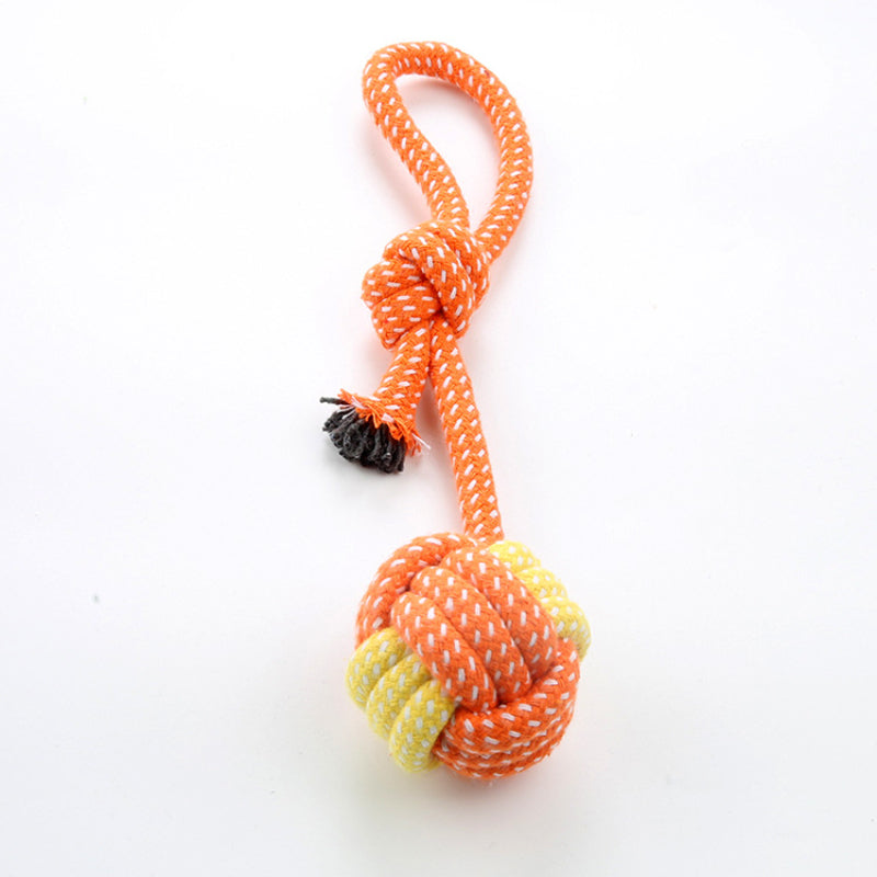 Hunde Ball Spielzeug mit Seil, Buntes und handliches Hundespielzeug für draußen zum Trainieren und Spielen (1 Stück)