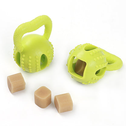 Interaktive Spielzeuge für Hunde, Quadratischer Futterspielball mit Ring, Beschäftigungsspielzeug, Leckerlis Spender für Spaß (1 Stück)