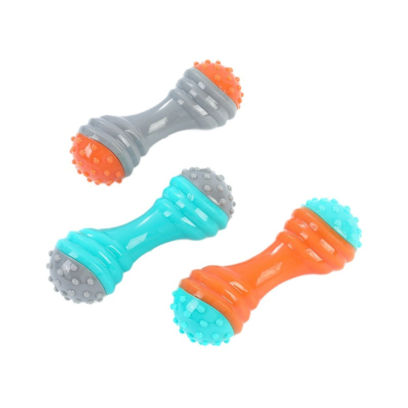 Kauspielzeug für Hunde, Hantel Hundespielzeug zur Zahnpflege, 18 x 6 cm, farbenfroh, für kleine und mittlere Hunde (Blau/Orange/Grau)