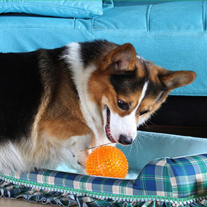 Hundespielzeug, Bunte Spielbälle für aktive Hunde, 3-teiliges Set aus blauen, grünen und orangefarbenen, geräuschmachenden Spielbällen