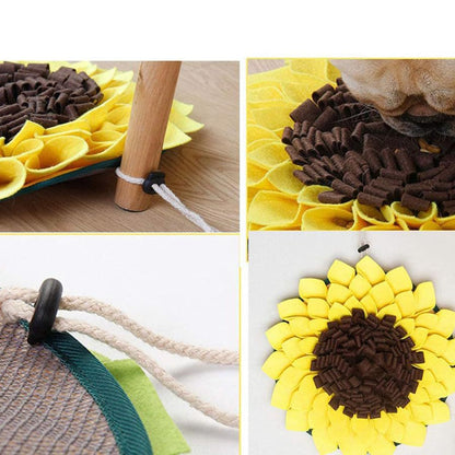 Hunde Intelligenzspielzeug, Schnüffelmatte, lustigem Sonnenblumen-Design, Futterversteckspiel & Fixseil