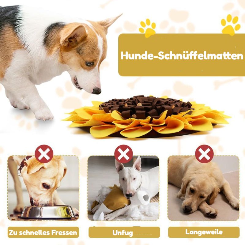 Hunde Intelligenzspielzeug, Schnüffelmatte, lustigem Sonnenblumen-Design, Futterversteckspiel & Fixseil