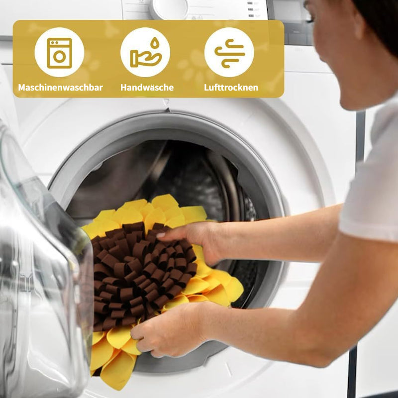 Hunde Intelligenzspielzeug, Schnüffelmatte, lustigem Sonnenblumen-Design, Futterversteckspiel & Fixseil