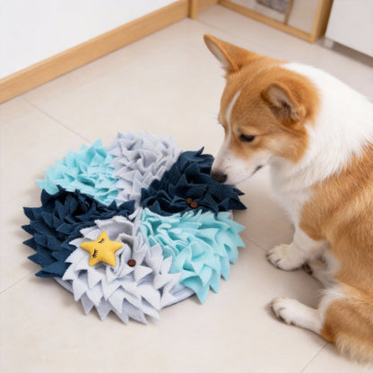 Hunde Spielzeug, Schnüffelmatte Hund, runde Form Ozeanfarben, Mit Plüsch Seestern, für konzentriertes Spielen schnüffeln