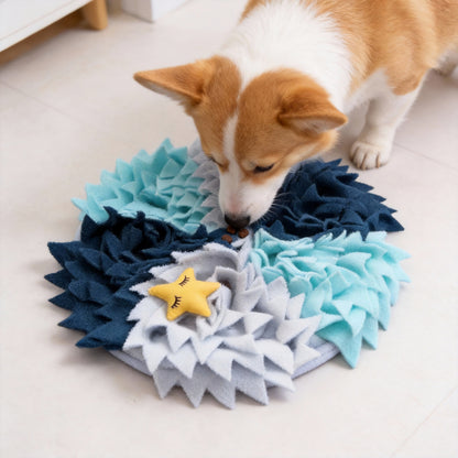 Hunde Spielzeug, Schnüffelmatte Hund, runde Form Ozeanfarben, Mit Plüsch Seestern, für konzentriertes Spielen schnüffeln