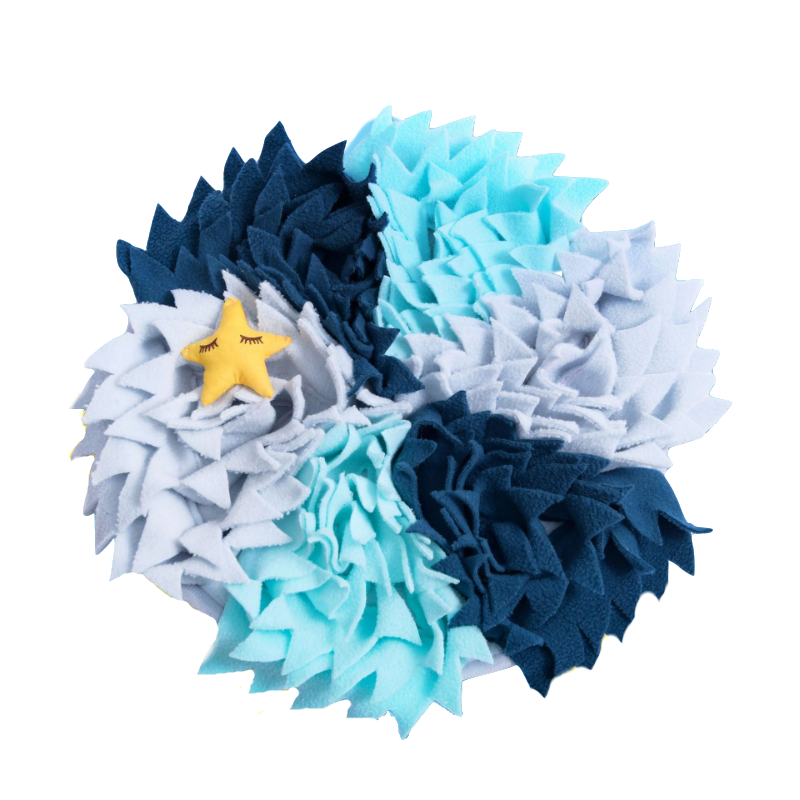 Hunde Spielzeug, Schnüffelmatte Hund, runde Form Ozeanfarben, Mit Plüsch Seestern, für konzentriertes Spielen schnüffeln