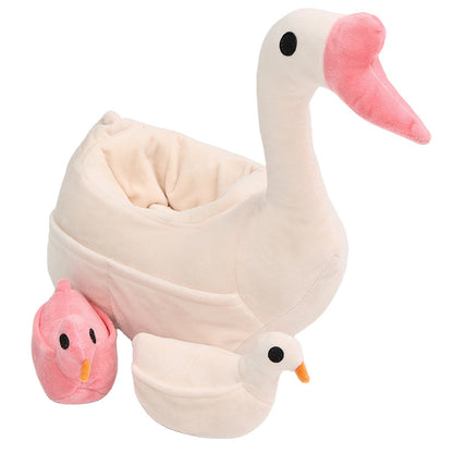 Hund Kuscheltiere, Grosse Gans mit zwei kleinen Gänse, BB-Sound, Intelligenzspielzeug Hund, Futterspielzeug, Zwei Farben