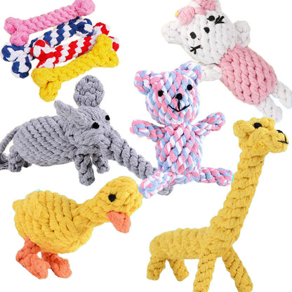 Welpenspielzeug, Handgefertigtes Baumwollseilspielzeug für Puppies, 1 Stück, Tierform, Geeignet für kleine und mittelgroße Hunde
