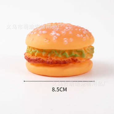 Hundespielzeug Burger, Robustes Hundespielzeug mit Quietschfunktion und 8,5 cm großem Kauspielzeug in Burgerform (1 Stück)