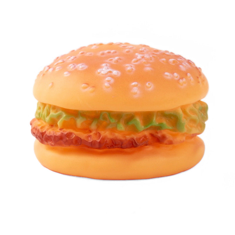 Hundespielzeug Burger, Robustes Hundespielzeug mit Quietschfunktion und 8,5 cm großem Kauspielzeug in Burgerform (1 Stück)