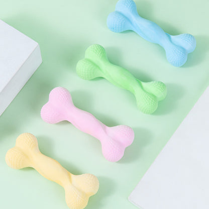 Kauknochen Hund, Knochen aus Gummi, Kauspielzeug für Hunde, Hundespielzeug Beschäftigung in Vier Farben (1 Stück)