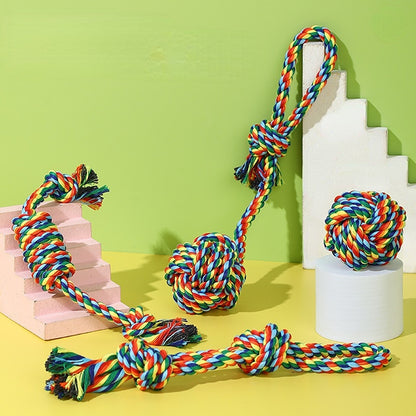 Hundespielzeug Unkaputtbar, Bunte Baumwollseilknoten für kleine und mittelgroße Hunde, Langlebig Geschenk für Hunde, 4er-Set