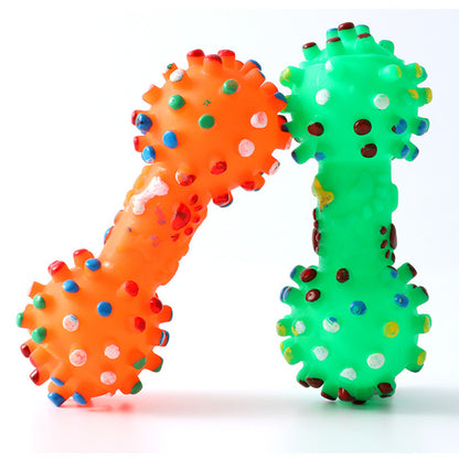 Kauknochen Hund, Hantelform, Hundespielzeug quietschen aus Gummi, Spaß & Zahnreinigung, Zufälligen Farben, 4er-Set