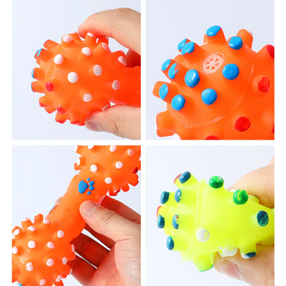 Kauknochen Hund, Hantelform, Hundespielzeug quietschen aus Gummi, Spaß & Zahnreinigung, Zufälligen Farben, 4er-Set