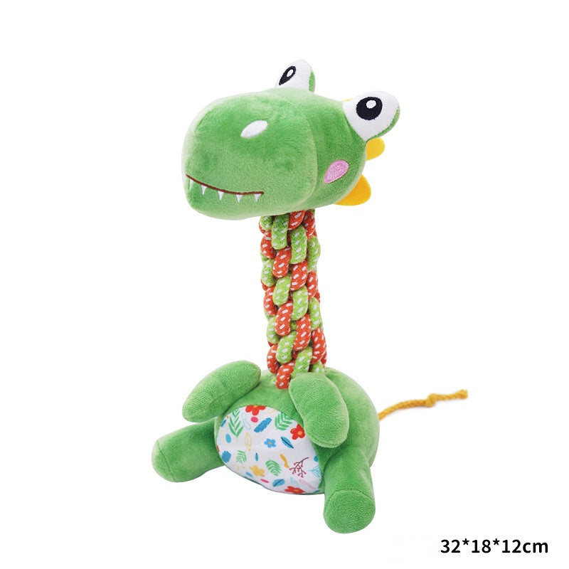 Kuscheltier für den Hund, Hundespielzeug quietsch für mittelgroße und große Hunde, Giraffe, Pony & Dinosaurier Design