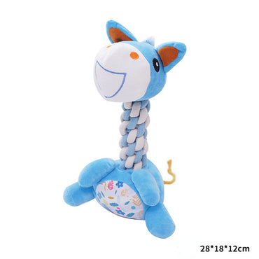 Kuscheltier für den Hund, Hundespielzeug quietsch für mittelgroße und große Hunde, Giraffe, Pony & Dinosaurier Design