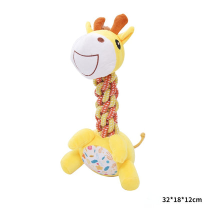 Kuscheltier für den Hund, Hundespielzeug quietsch für mittelgroße und große Hunde, Giraffe, Pony & Dinosaurier Design