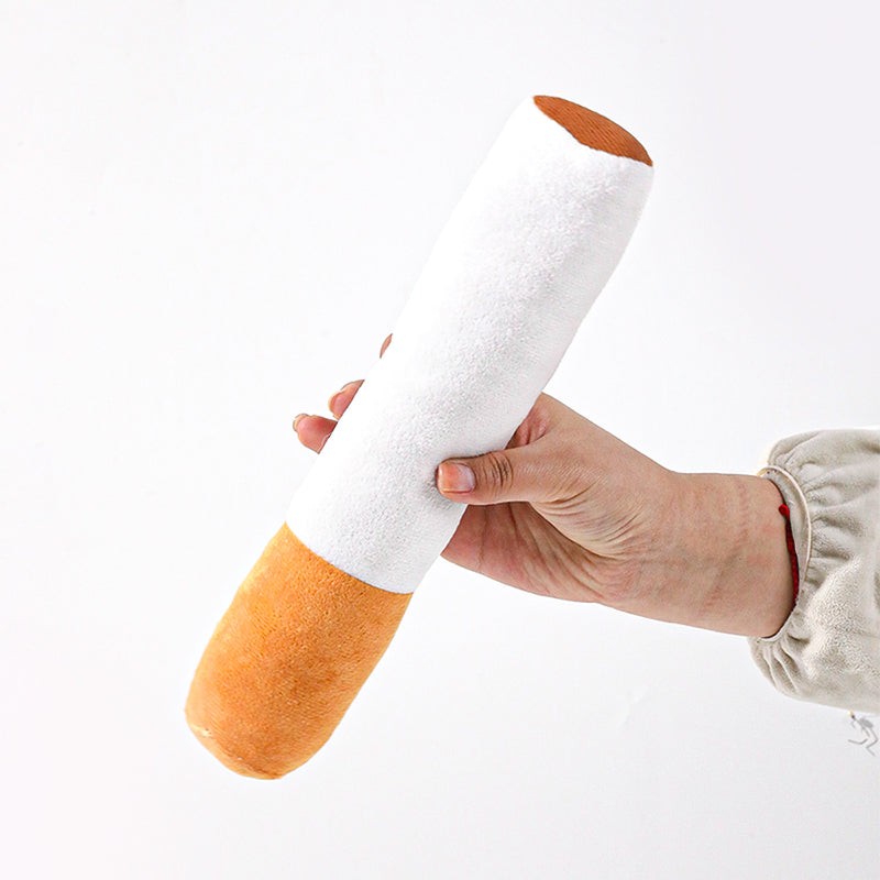 Kuscheltier für den Hund, Plüsch Zigarette mit Geräusch, 30×4,5×4,5 cm, ideal für kleine und große Hunde, Spaß & Beschäftigung