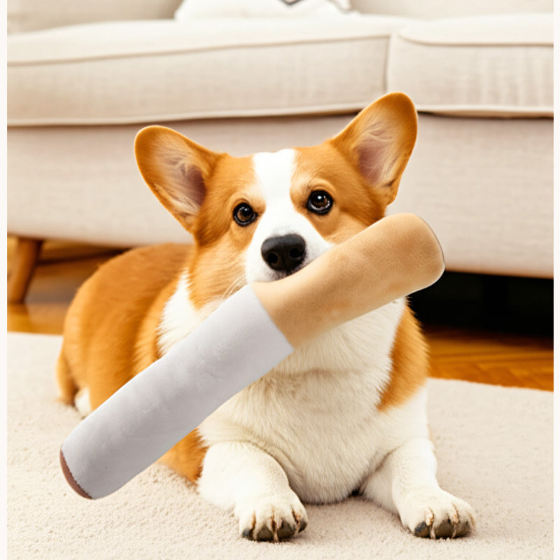 Kuscheltier für den Hund, Plüsch Zigarette mit Geräusch, 30×4,5×4,5 cm, ideal für kleine und große Hunde, Spaß & Beschäftigung