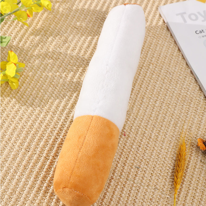 Kuscheltier für den Hund, Plüsch Zigarette mit Geräusch, 30×4,5×4,5 cm, ideal für kleine und große Hunde, Spaß & Beschäftigung