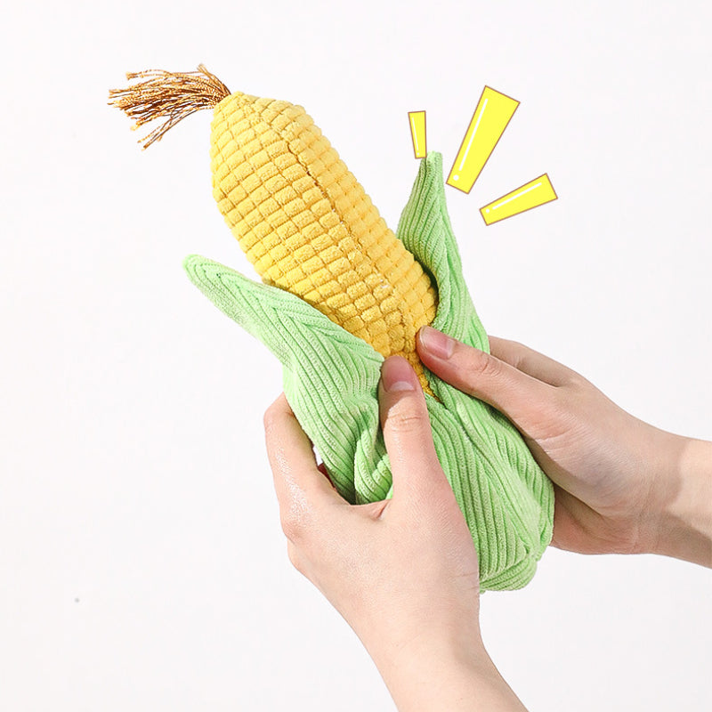 Kuscheltier für den Hund, weiches Mais Spielzeug mit Geräusch, 21x7x7cm, ideal für das Kauen und Spielen