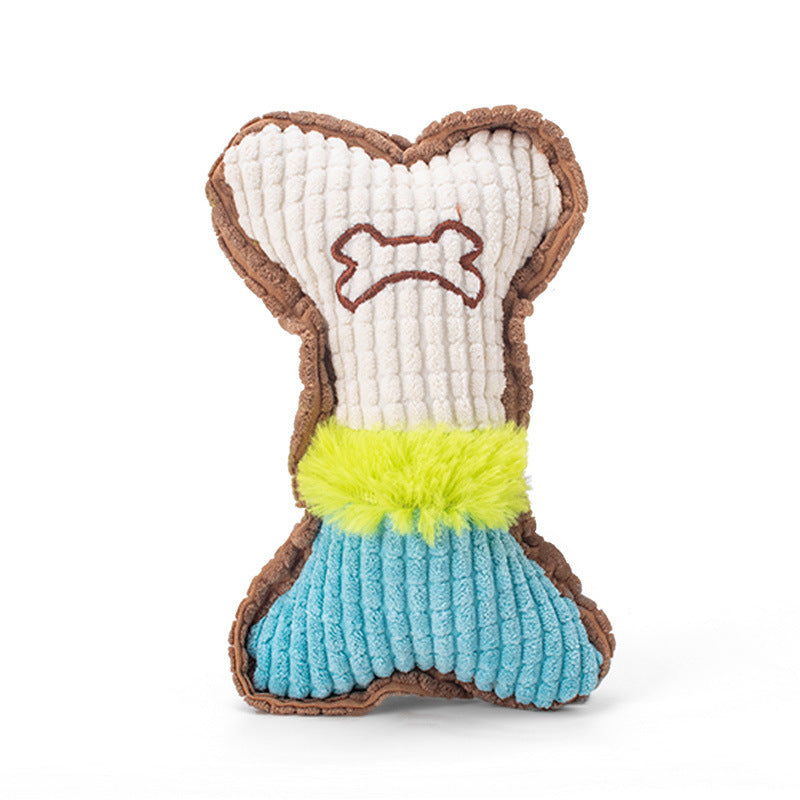 Kauknochen Hund, Maissamt Hund kuscheltiere mit Geräuschfunktion, für spielende Hunde, Zufällige Farben,17x11x4 cm
