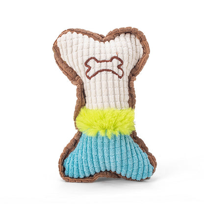 Kauknochen Hund, Maissamt Hund kuscheltiere mit Geräuschfunktion, für spielende Hunde, Zufällige Farben,17x11x4 cm