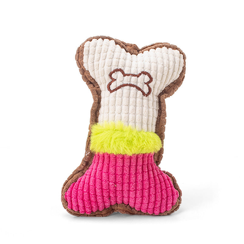 Kauknochen Hund, Maissamt Hund kuscheltiere mit Geräuschfunktion, für spielende Hunde, Zufällige Farben,17x11x4 cm