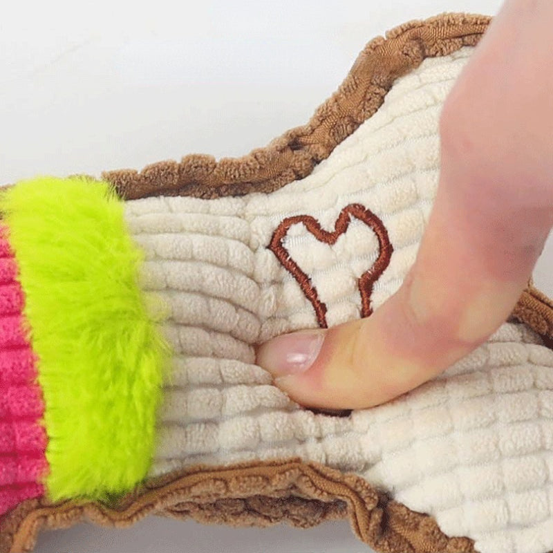 Kauknochen Hund, Maissamt Hund kuscheltiere mit Geräuschfunktion, für spielende Hunde, Zufällige Farben,17x11x4 cm