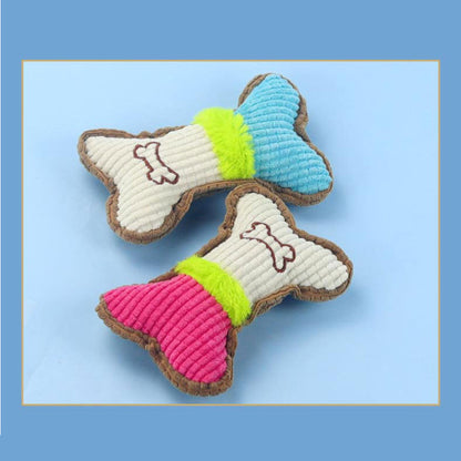 Kauknochen Hund, Maissamt Hund kuscheltiere mit Geräuschfunktion, für spielende Hunde, Zufällige Farben,17x11x4 cm