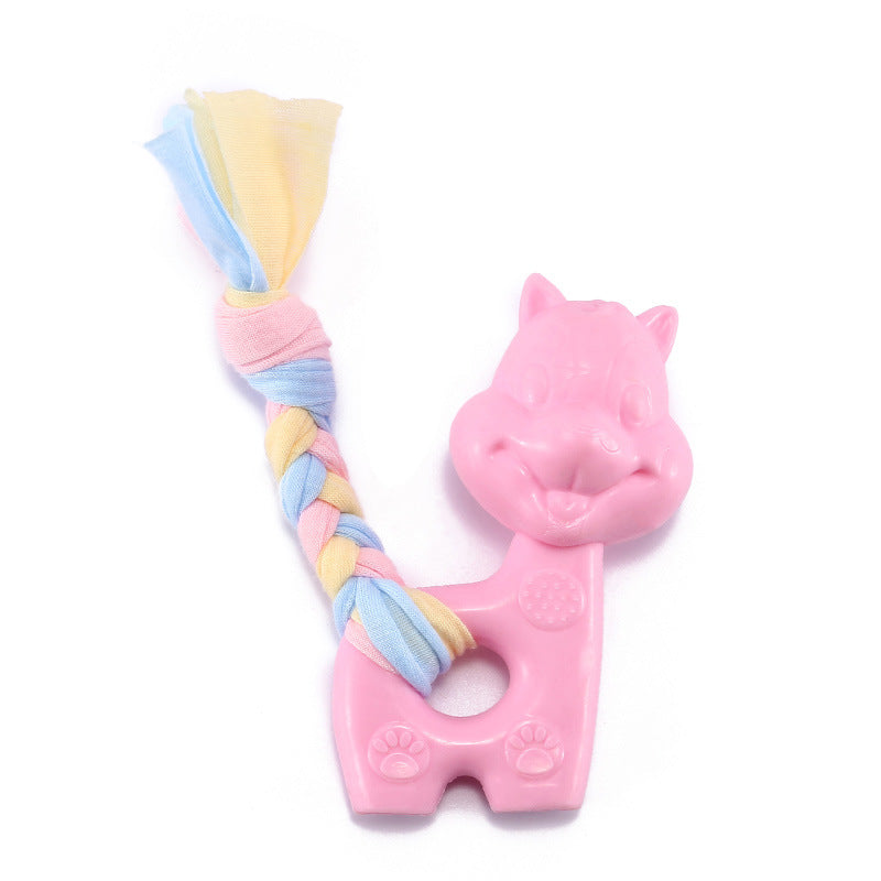 Spielzeug für den Hund, lustigem Cartoon-Eichhörnchenform mit gewebten Stoffstreifen, Kauspielzeug für Hunde , Drei Farben